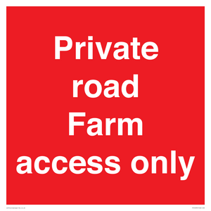 Private road Farm access only